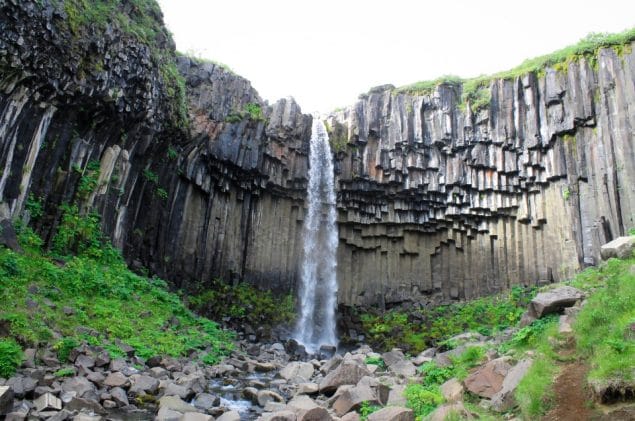 Svartifoss waterfall in Skaftafell Vatnajökull National Park in south Iceland