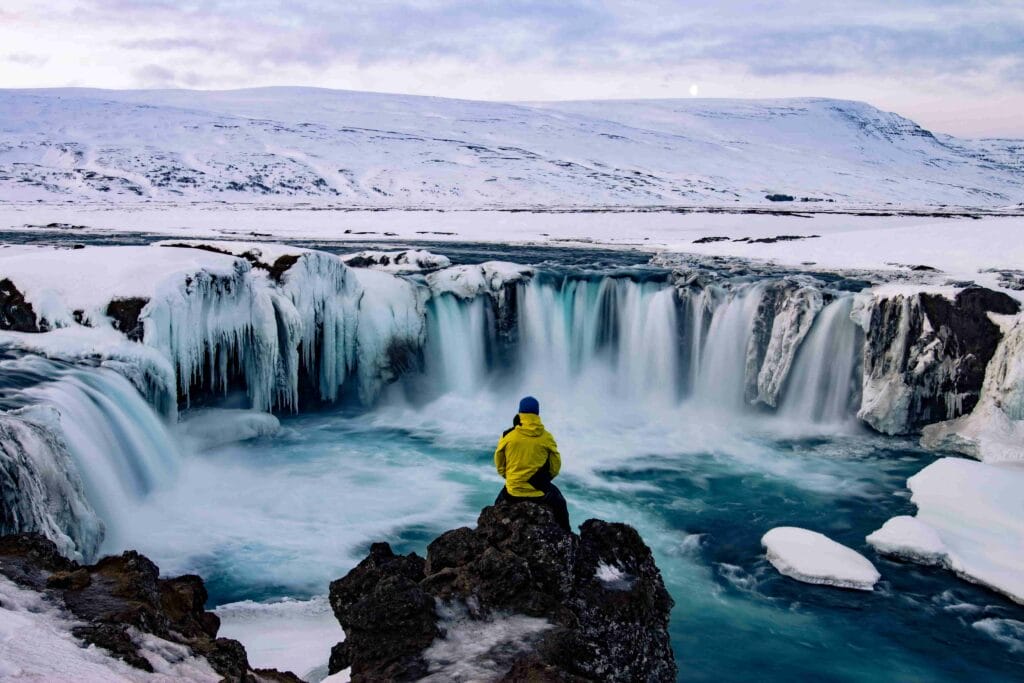 Goðafoss in winter in Iceland, Iceland in January