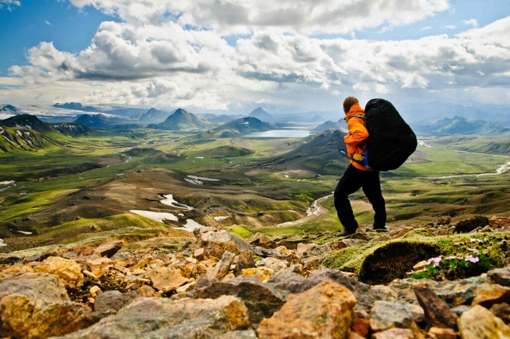 a man Hiking in Iceland