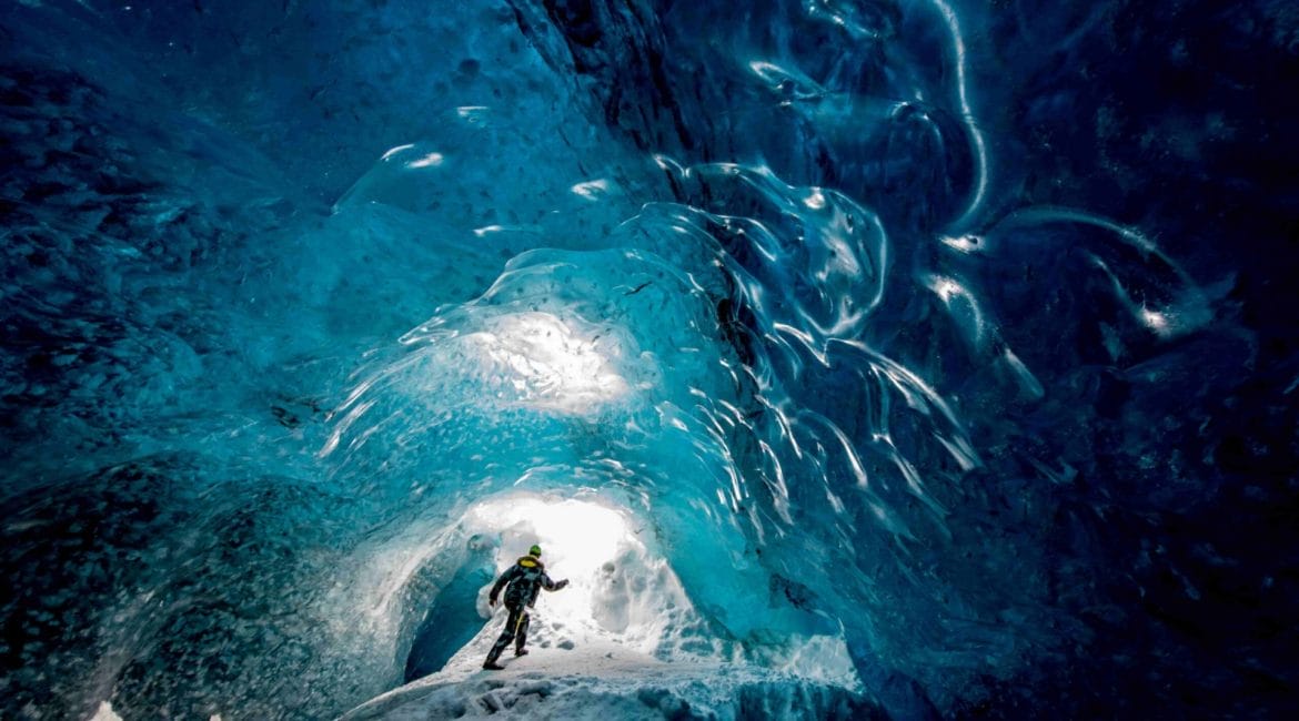 Crystal ice cave in Iceland