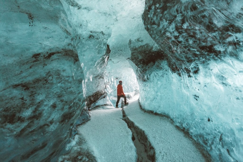 blue ice cave in iceland