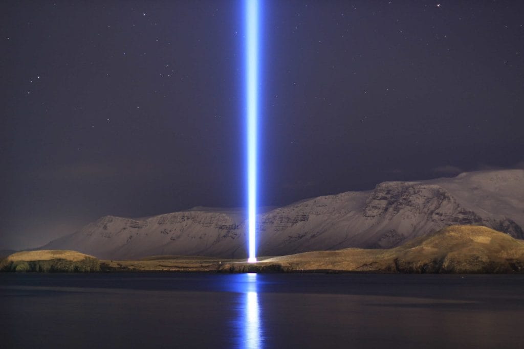 imagine peace tower in Viðey Island