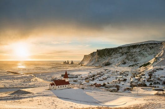 Vík village during winter