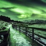 Northern lights at Þingvellir National Park in Iceland
