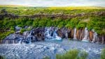 Hraunfossar waterfalls in west Iceland, waterfall in the silver circle in Iceland