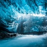 Blue Ice Cave in Iceland, natural blue crystal ice cave in Iceland