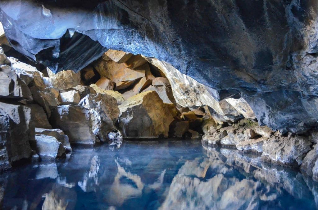 Iceland hot spring, Grjótagjá hot spring cave in north Iceland