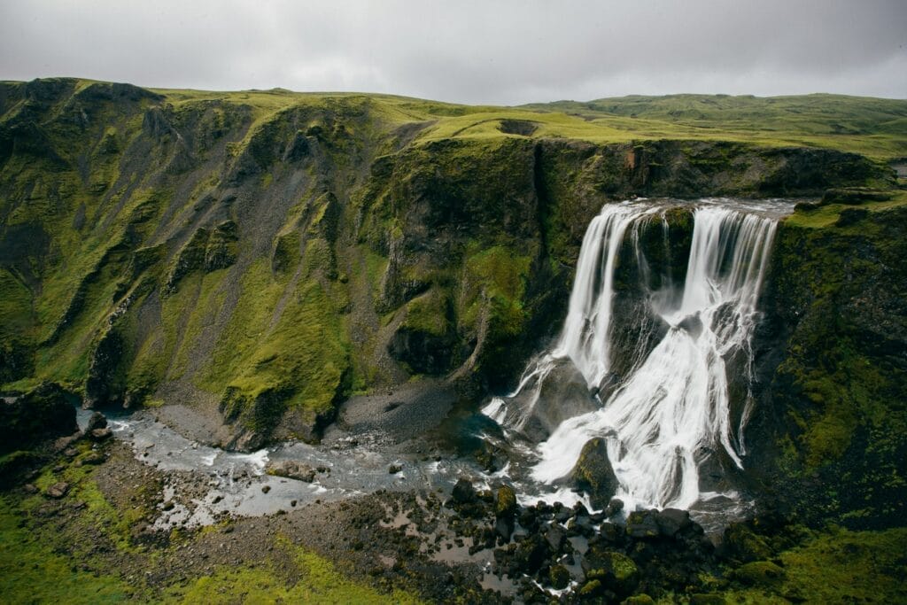 Fagrifoss waterfall in the highlands of Iceland