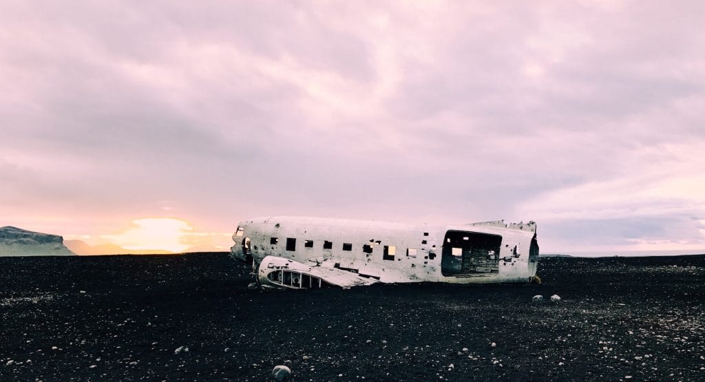 Solheimasandur plane wreck on Solheimasandur black sand beach in south Iceland