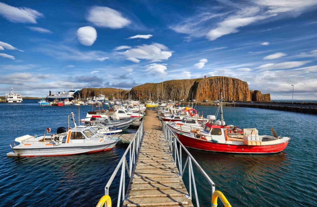 Stykkisholmur village in Snæfellsnes Peninsula, the village of color