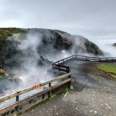 Deildartunguhver geothermal area in west Iceland, largest hot spring in the world