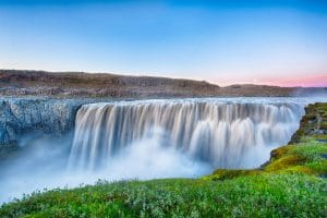 Dettifoss the most powerful waterfall in Europe during summer