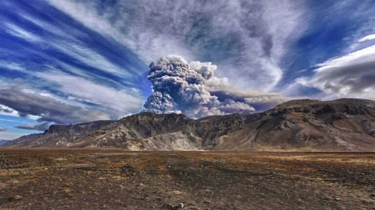 Eyjafjallajokull volcano erupting in 2010