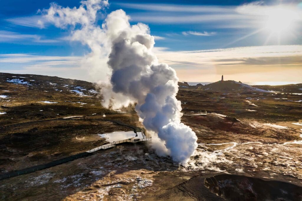 Gunnuhver hot spring in Reykjanes Peninsula Iceland