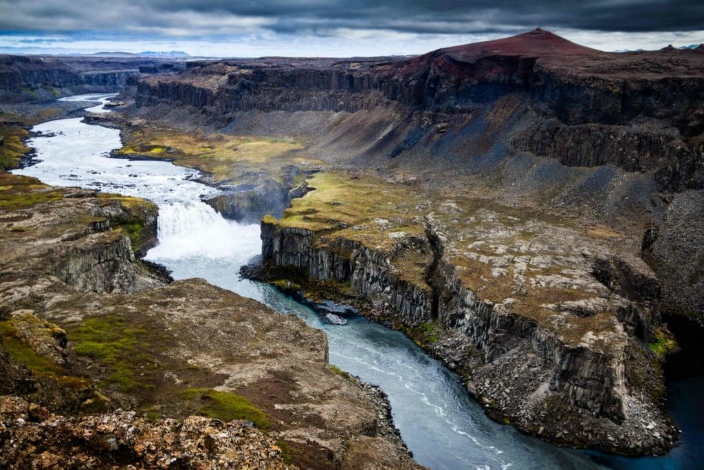 Hafragilsfoss waterfall in the diamond circle in north Iceland