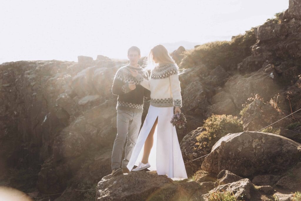 wedding photo shoot at lava field in Iceland
