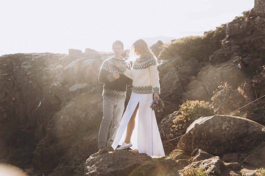 wedding photo shoot at lava field in Iceland