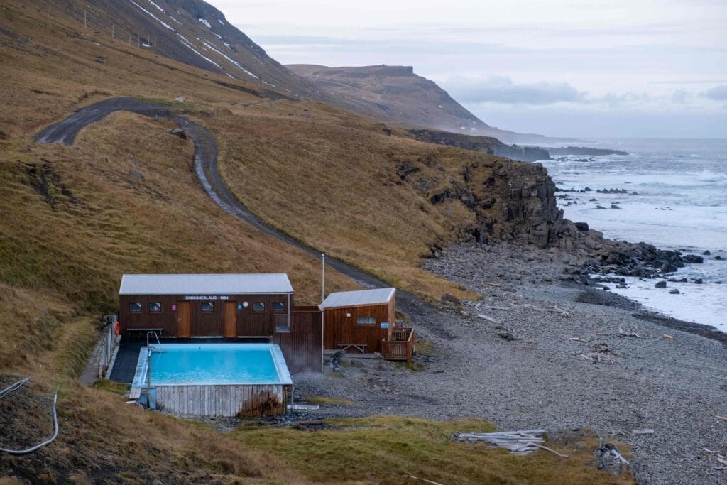 Krossneslaug pool in the Westfjords of Iceland