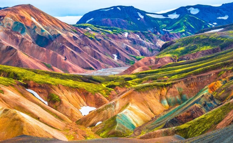 Colorful hills in Landmannalaugar in the highlands of Iceland, Brennisteinsalda Mountain in Landmannalaugar