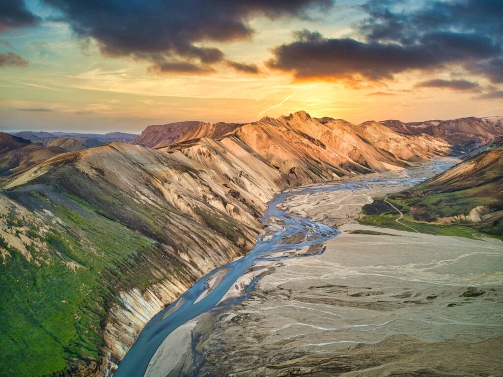 Highlands Iceland, Landmannalaugar in the highlands of Iceland, Brennisteinsalda Mountain in Landmannalaugar