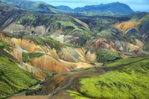 Highlands Iceland, Landmannalaugar in the highlands of Iceland, Brennisteinsalda Mountain in Landmannalaugar