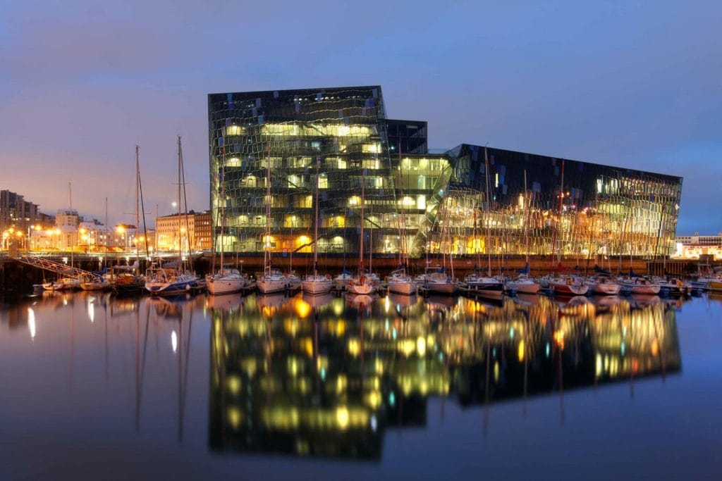 Harpa concert hall at night