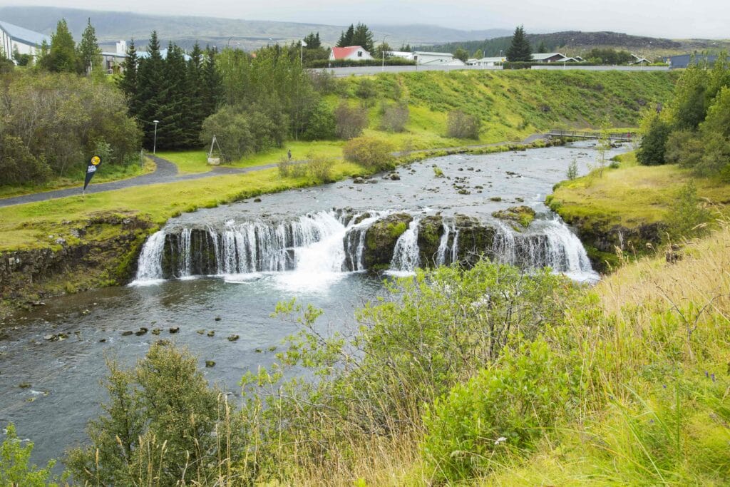 Reykjafoss waterfall in Hveragerdi south Iceland