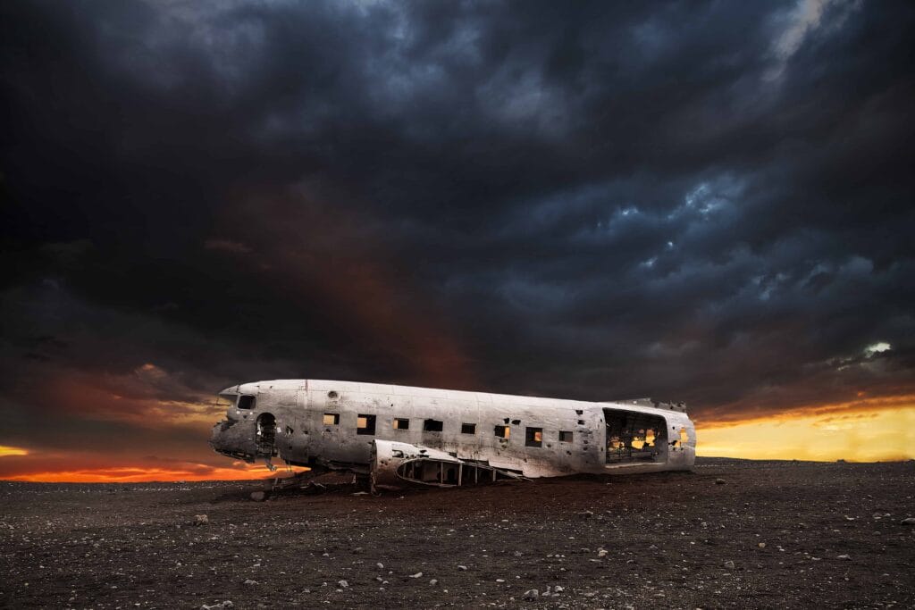 Solheimasandur plane wreck on Solheimasandur black sand beach in south Iceland