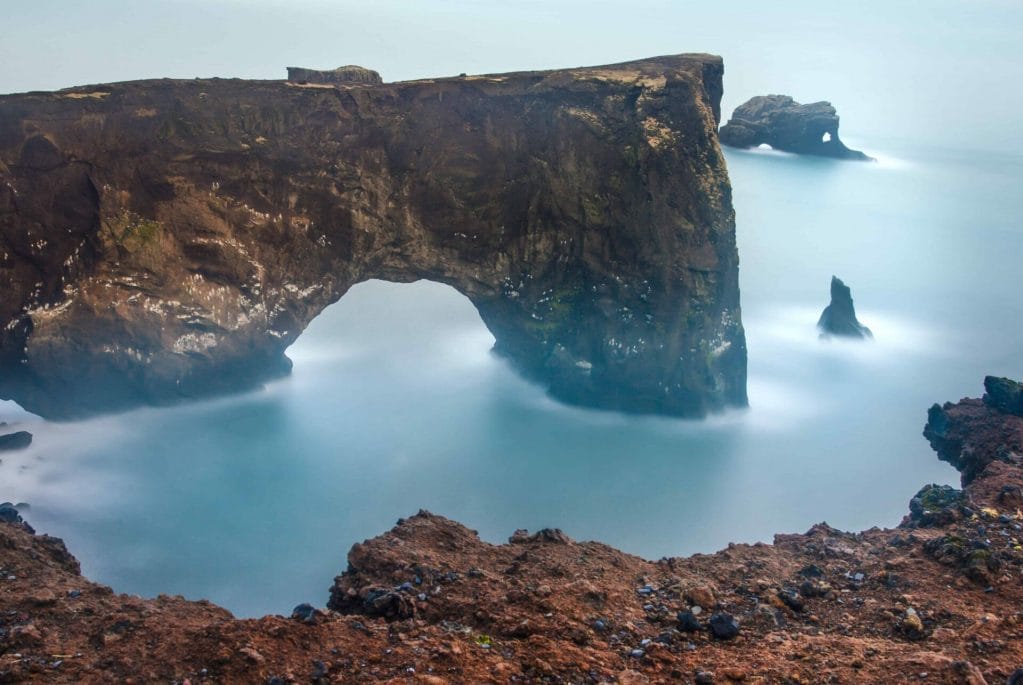 Dyrhólaey arch cliffs in south Iceland