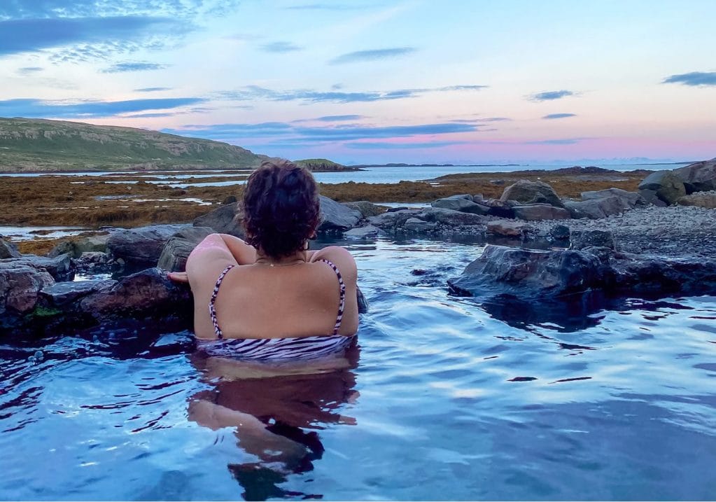 Iceland hot spring, Hellulaug hot spring in the westfjords of Iceland