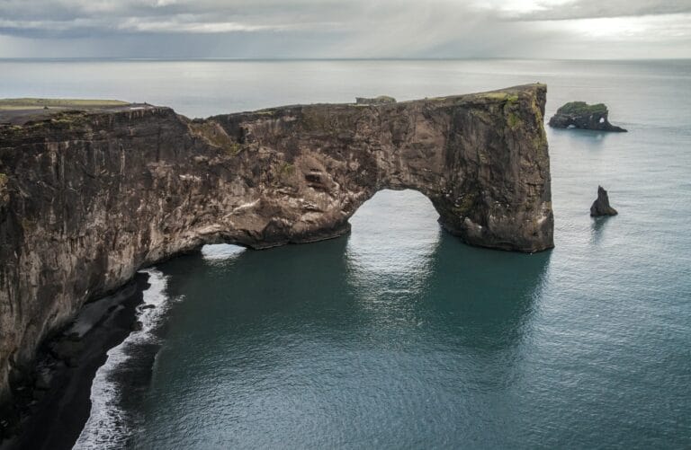Dyrhólaey arch cliff in south Iceland