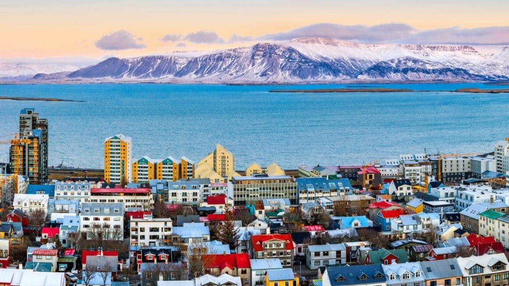 view over Reykjavik and Esjan