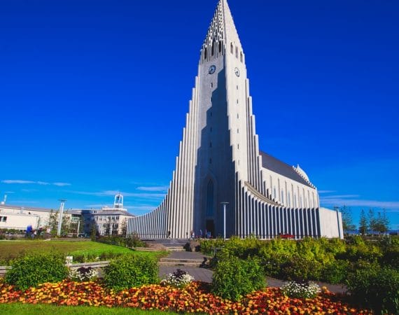 Hallgrimskirkja church in downtown Reykjavik on the Reykjavik walking tour