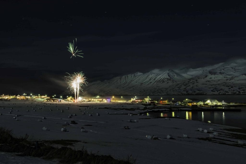fireworks in north Iceland new years eve