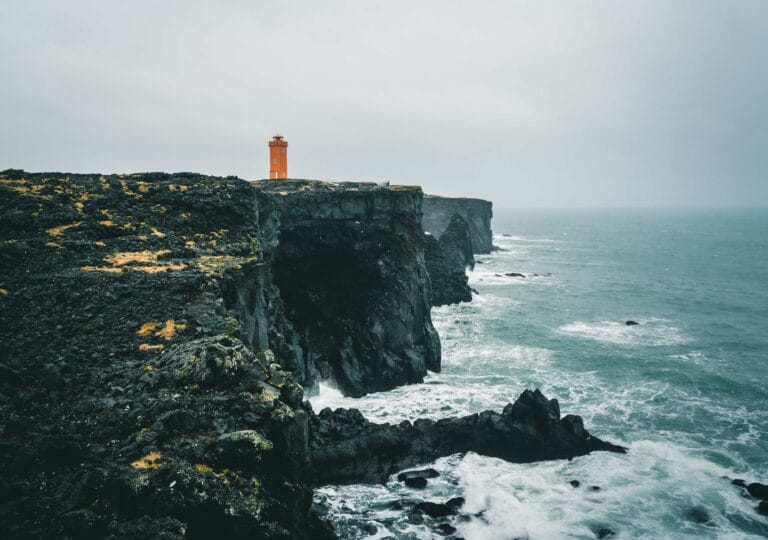 Svörtuloft cliffs and lighthouse in Snæfellsnes Peninsula