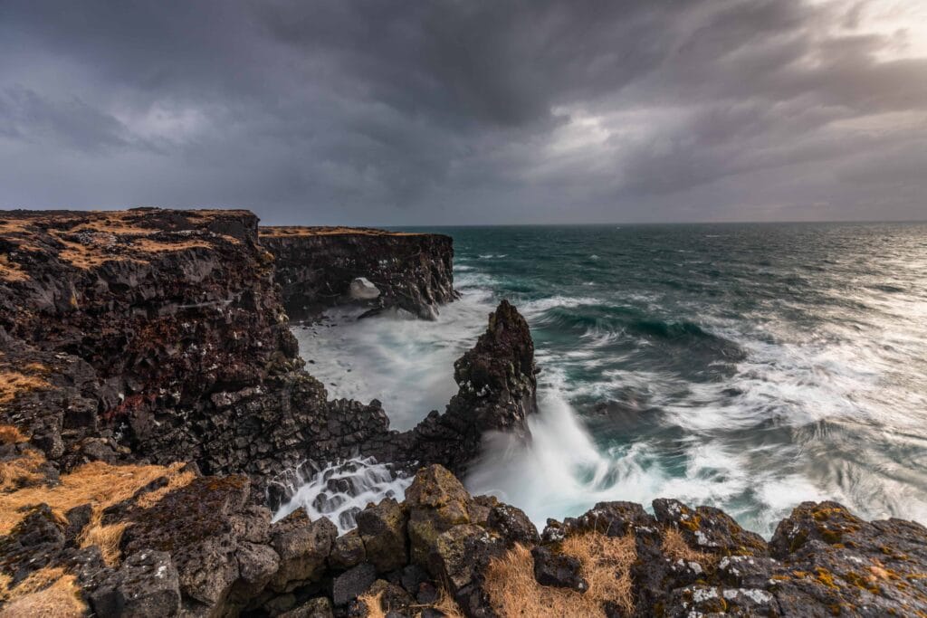 Svörtuloft cliffs and lighthouse in Snæfellsnes Peninsula