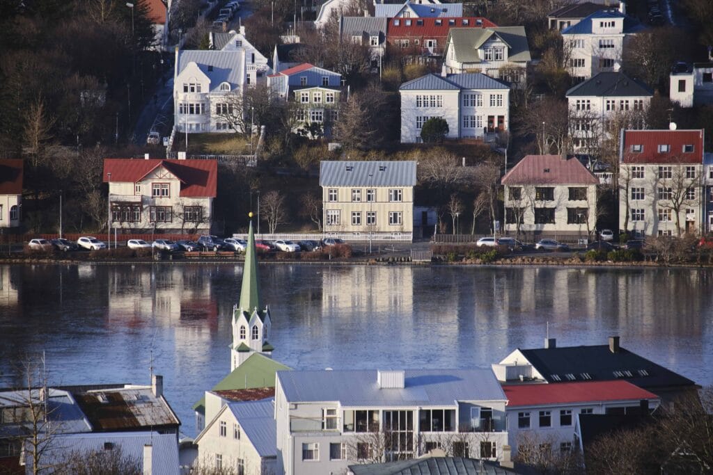 Tjornin pond in downtown Reykjavik