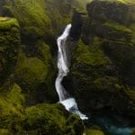 Fjaðrárgljúfur canyon waterfall in south Iceland