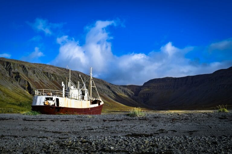 Garðar BA shipwreck in the Westfjords of Iceland