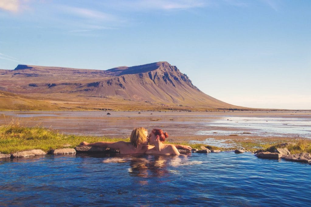 Iceland hot spring, Honeymoon in Iceland, couple in a hot spring in Iceland