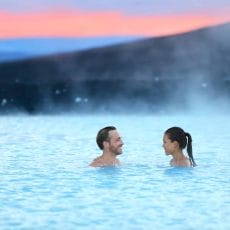 Honeymoon in Iceland, couple in the Blue Lagoon