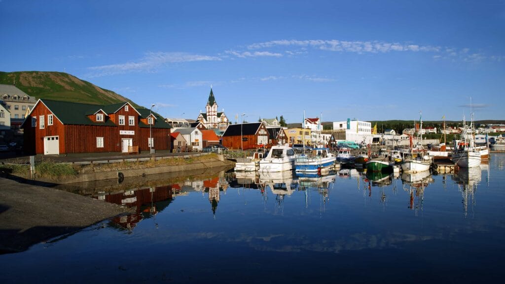 Húsavík fishing village in north Iceland