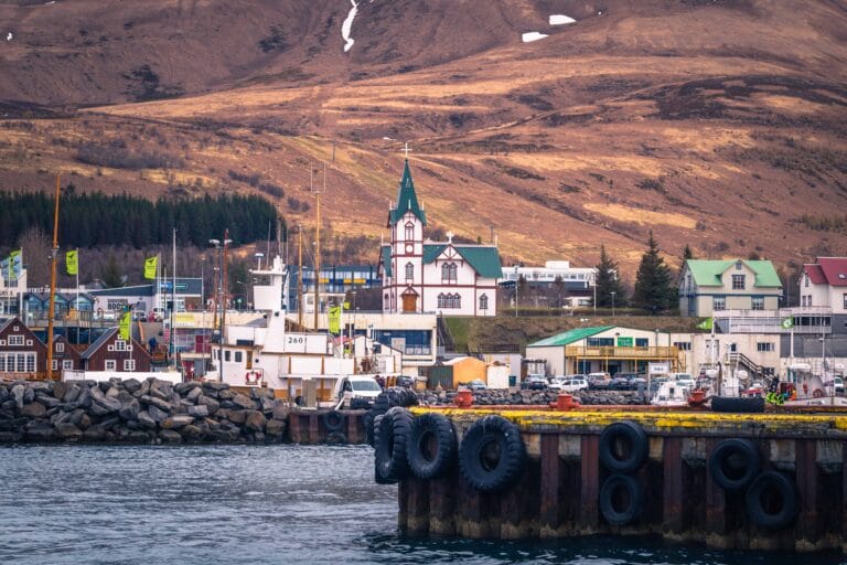 Húsavík fishing village in north Iceland