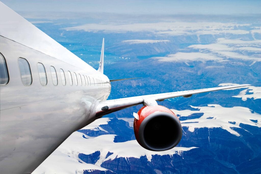 airplane flying over Iceland