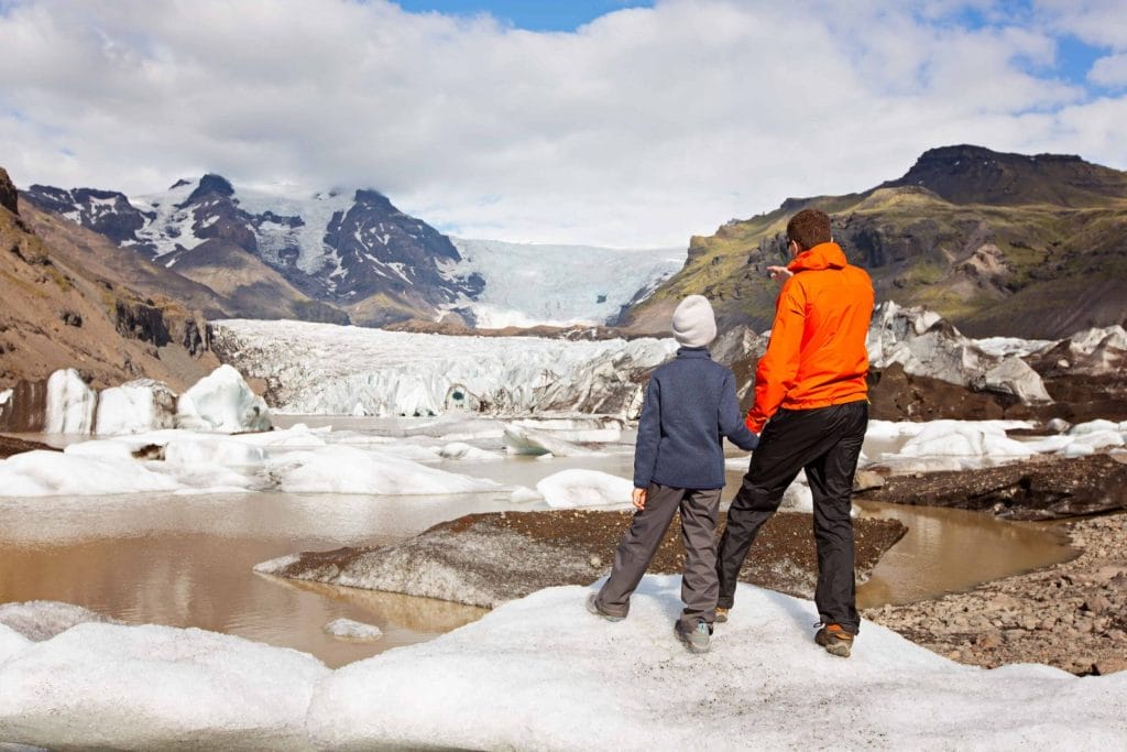 Iceland Family Travel with a glacier