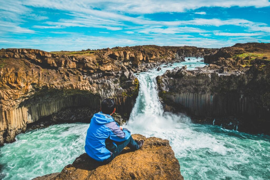 Aldeyjarfoss waterfall in the northern highlands of Iceland