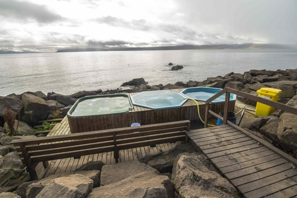 Drangsnes hot tubs with a view in the Westfjords of Iceland