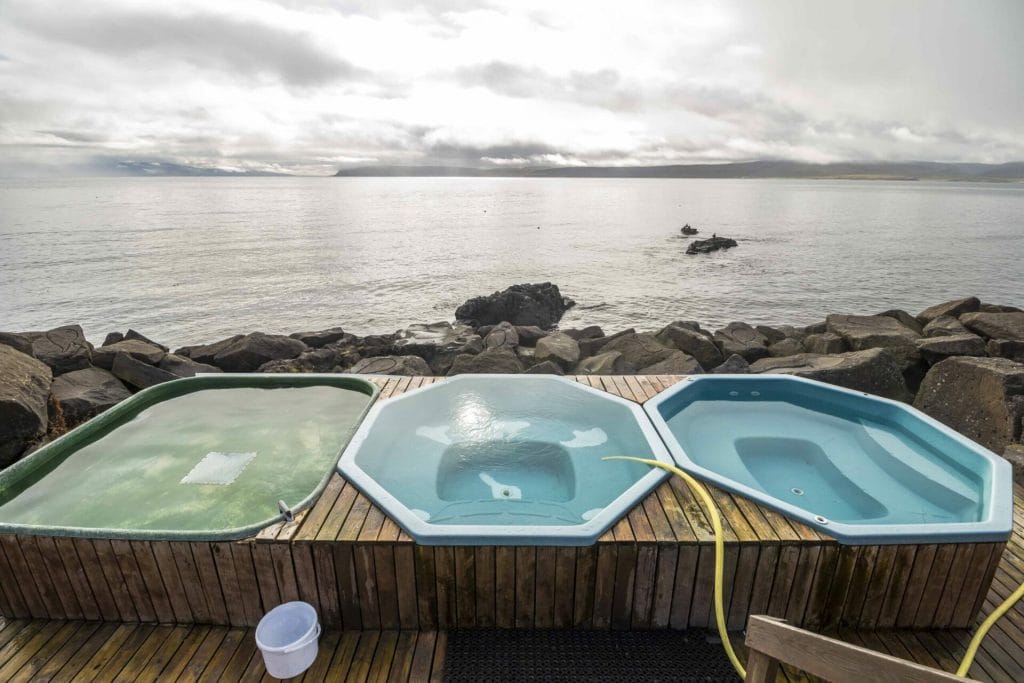 Drangsnes hot tubs with a view in the Westfjords of Iceland