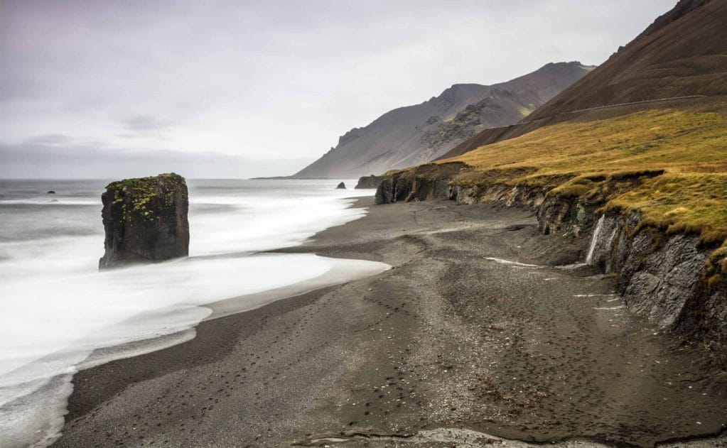 Fauskasandur black sand beach in east Iceland