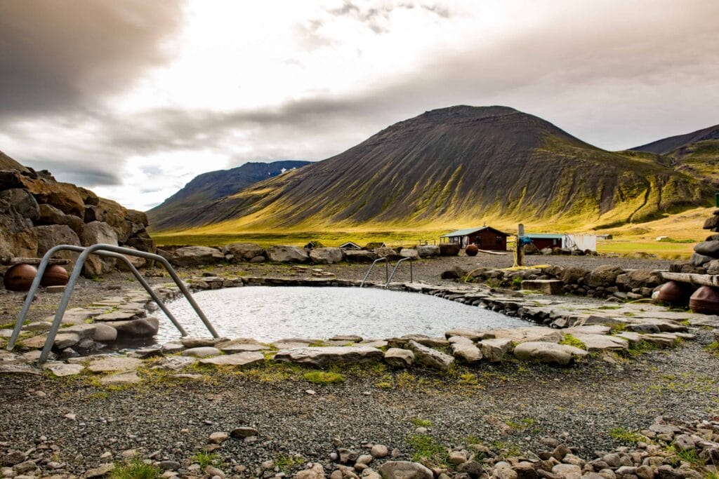 Iceland hot spring, Grettislaug hot spring in north Iceland